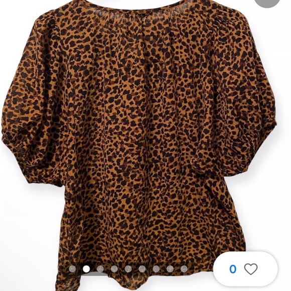 Madewell Animal Print Blouse w Balloon Sleeves - Picture 6 of 8